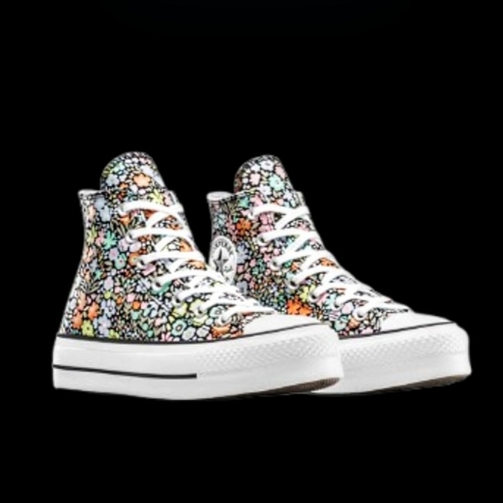 Converse Chuck Taylor All Star Lift Platform High Floral Womens Size 7.5 Black
